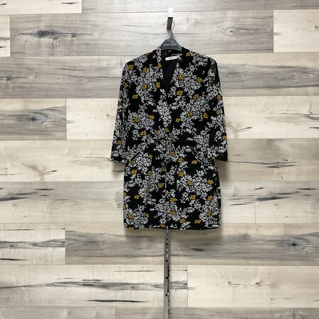 Black Sheer Dress with Yellow Flowers - Size S