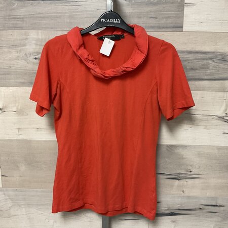 Coral Tee with Ruffled Neck - Size S