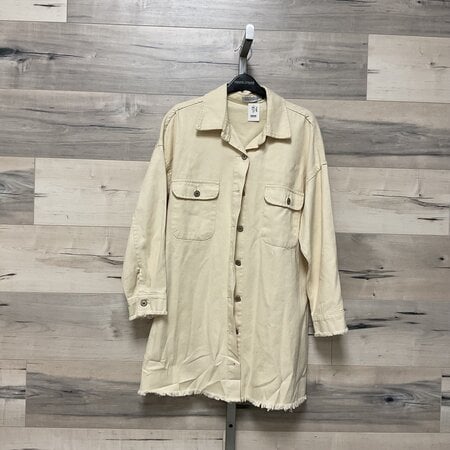 Long Cream Denim Jacket Size XS