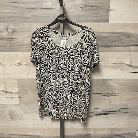 Black and Cream Print Top Size S