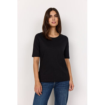 Ladies Knitted 100% Cotton Tshirt,  Navy/Black/Pink