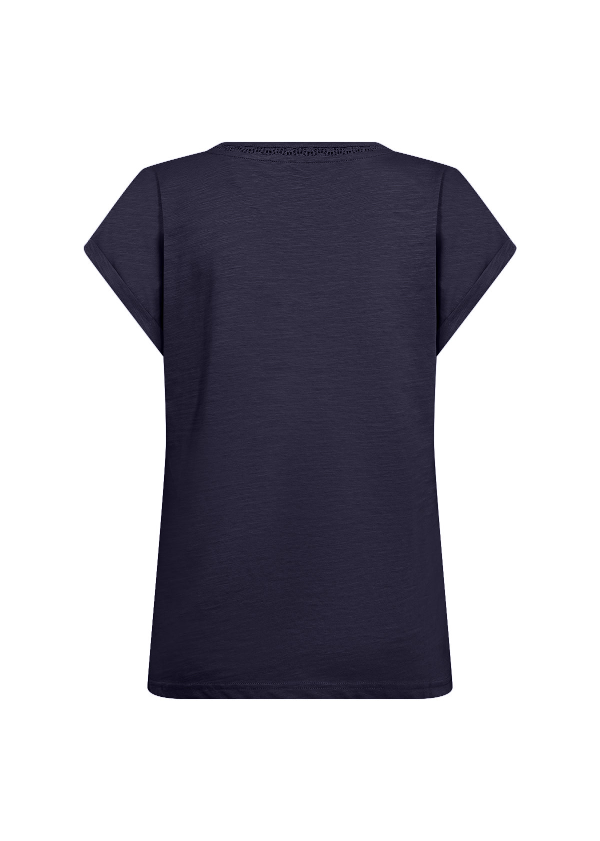 Knitted Tshirt Detailed Neckline, Navy/Black/Offwhite