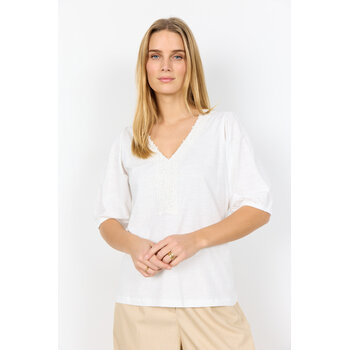 Knitted Tshirt Neckline Detail Offwhite
