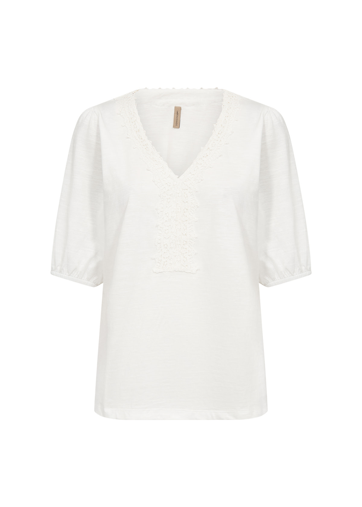 Knitted Tshirt Neckline Detail Offwhite