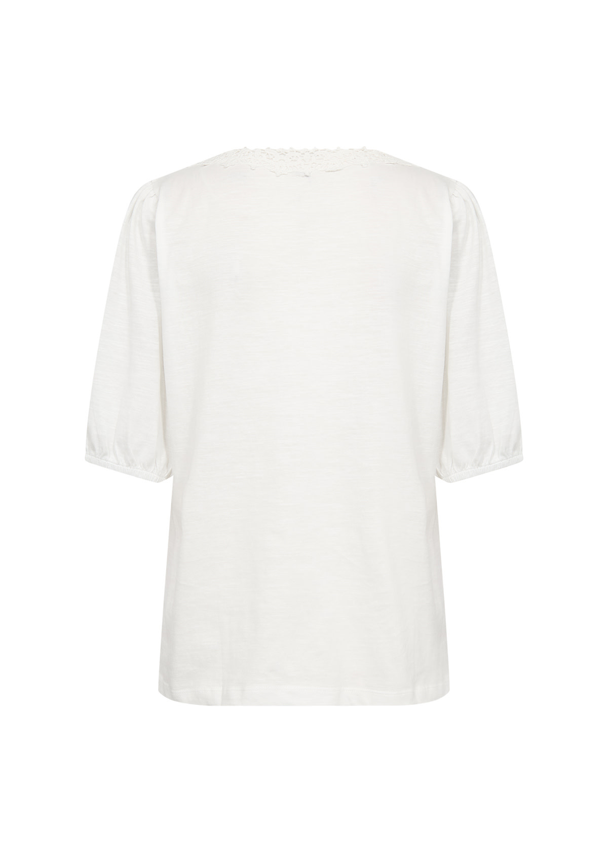 Knitted Tshirt Neckline Detail Offwhite
