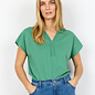 Ladies Knitted Tshirt Green Neck Detail