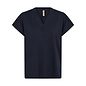 Ladies Knitted Tshirt Navy Neck Detail