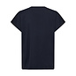 Ladies Knitted Tshirt Navy Neck Detail