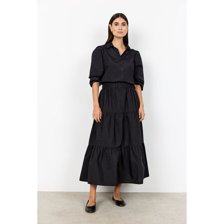 Ladies Woven Skirt Black Ruffled