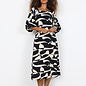 Ladies Woven Dress White Black Pattern