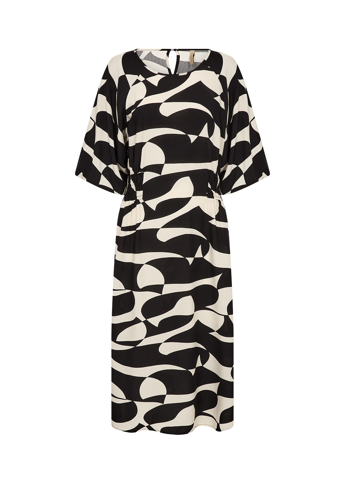 Ladies Woven Dress White Black Pattern