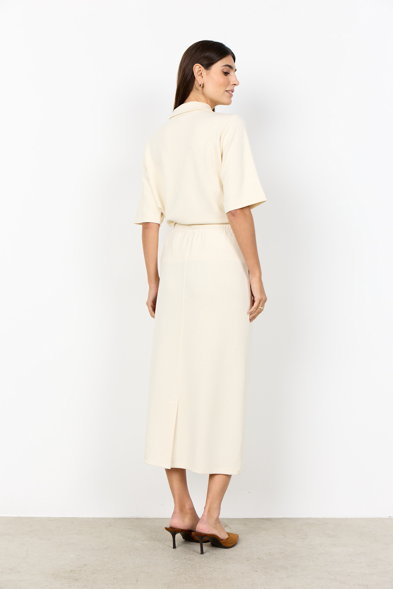 Ladies Knitted Top Zipper Cream/Navy