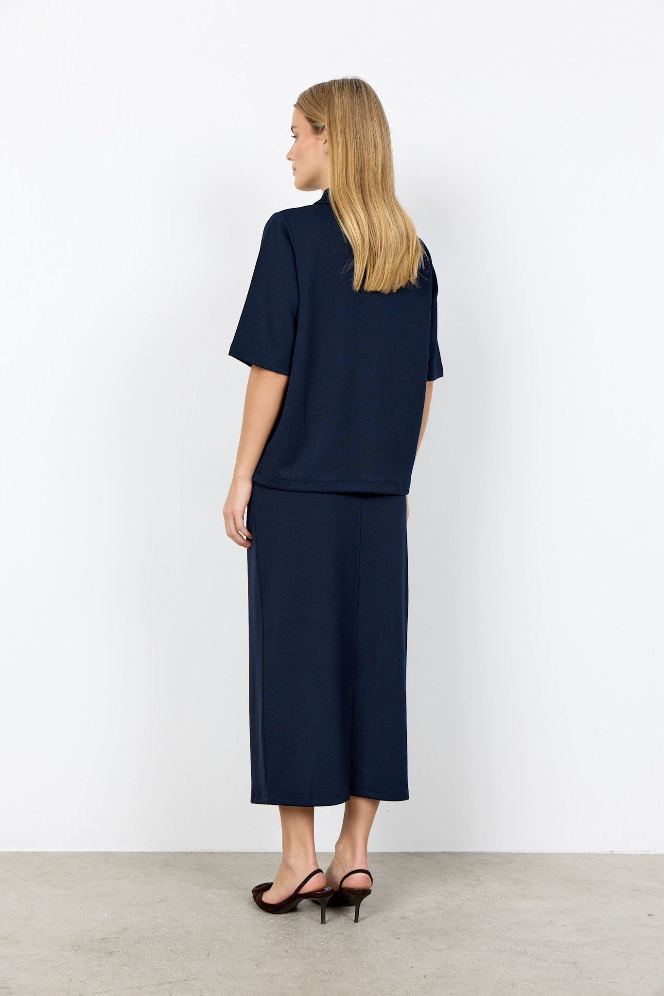 Ladies Knitted Top Zipper Cream/Navy