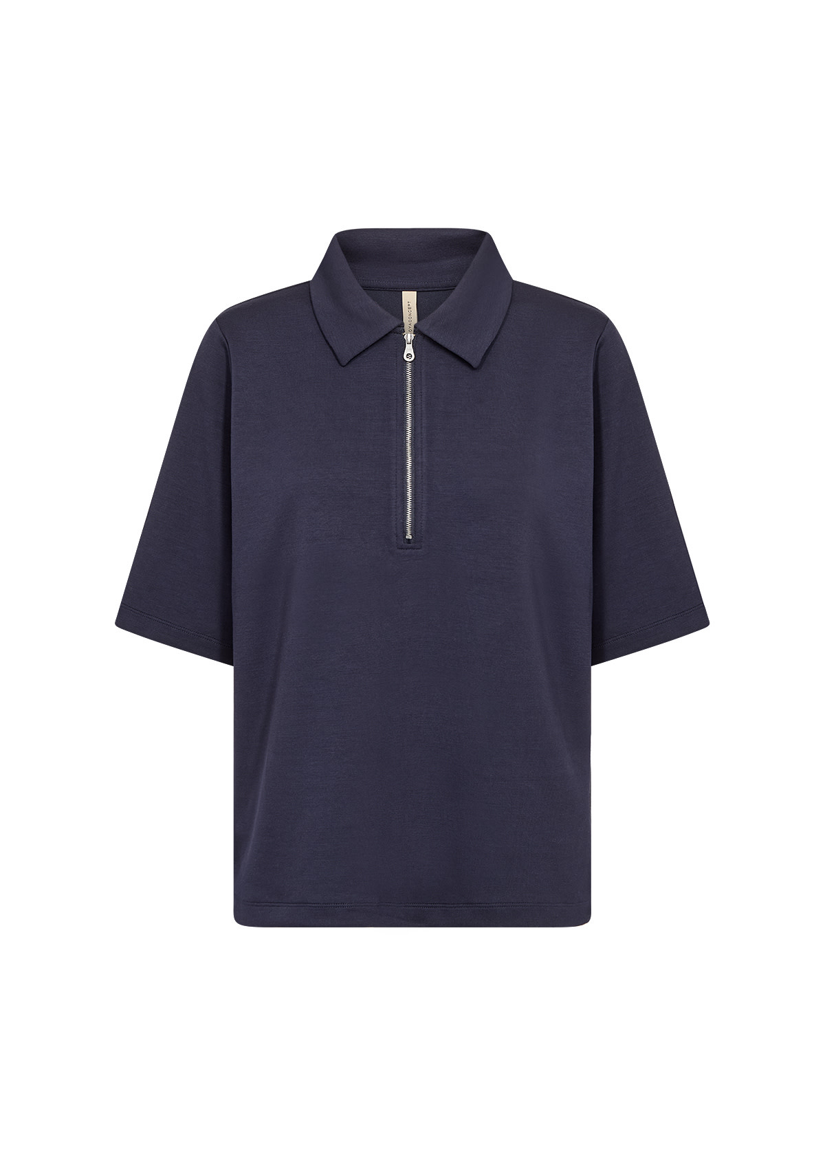 Ladies Knitted Top Zipper Cream/Navy