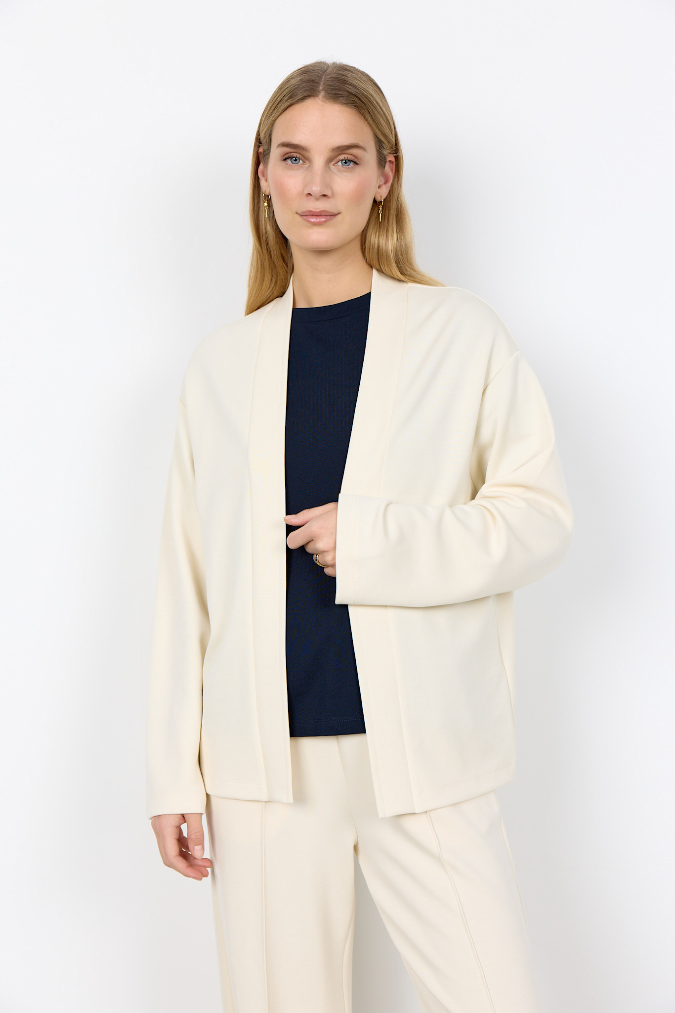 Ladies Knitted Cardigan Top Navy/Cream/Black