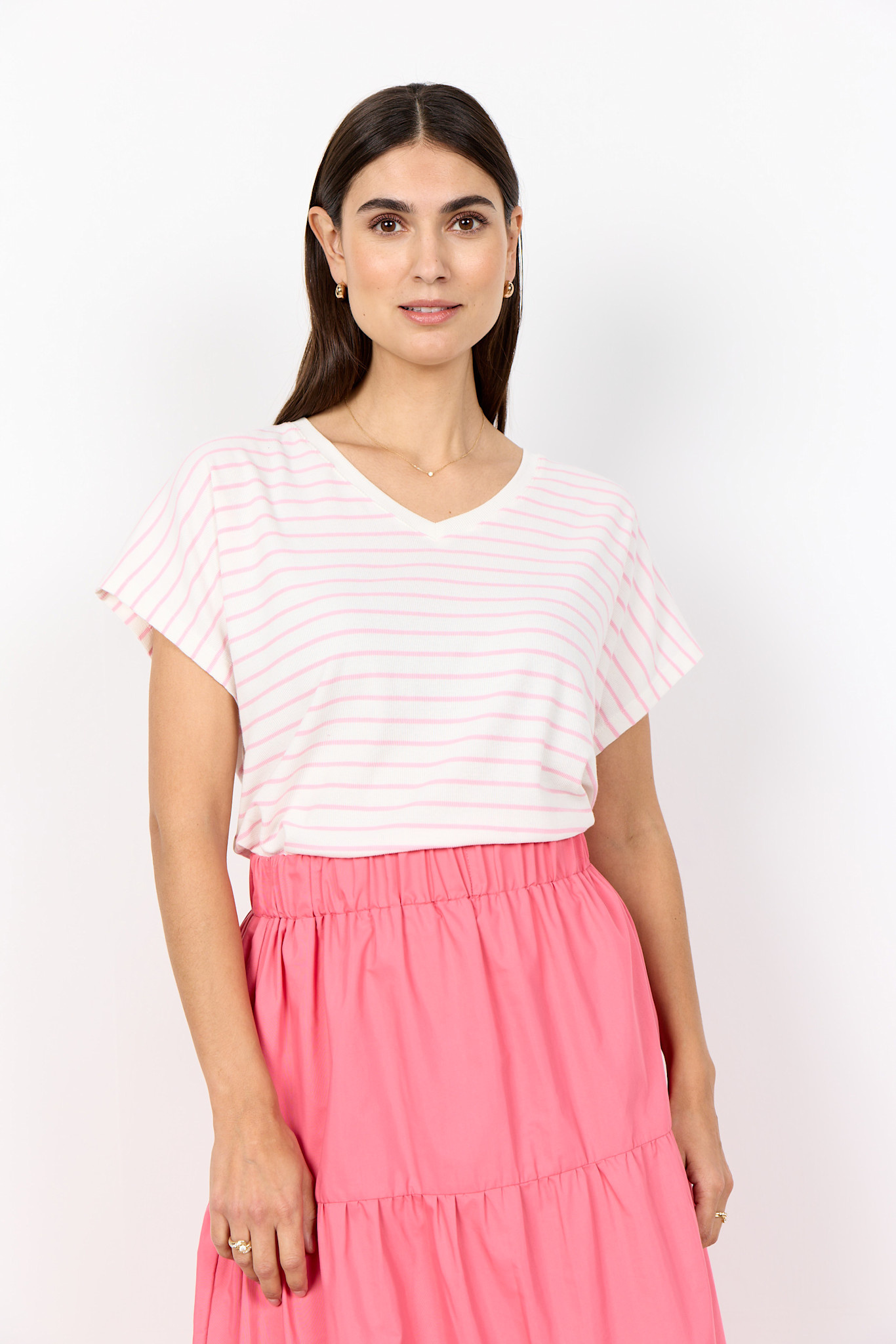 Ladies Striped Knitted Shirt Blue/Pink