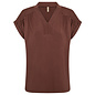 Ladies Silk Tshirt V-Neck Brown