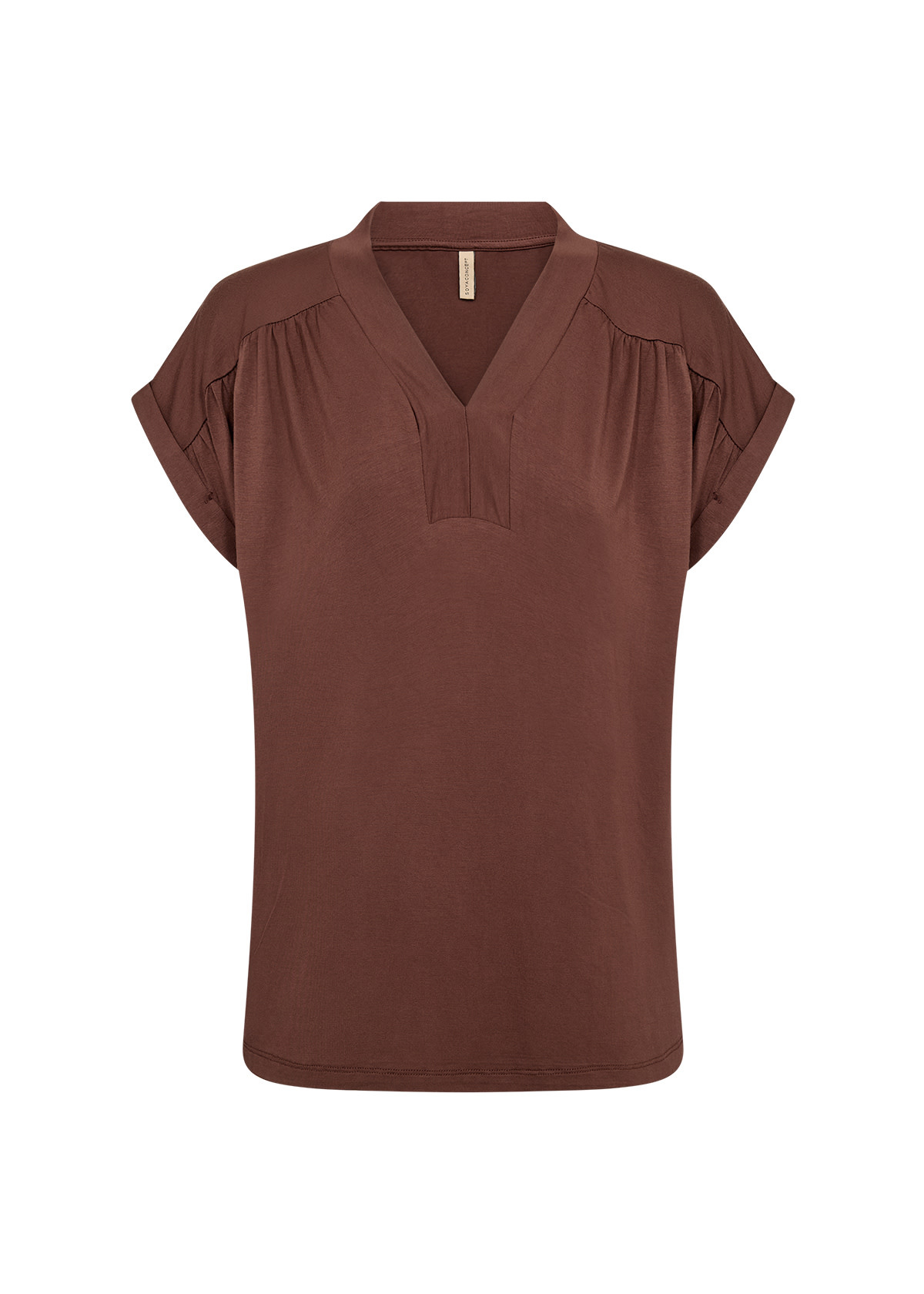 Ladies Silk Tshirt V-Neck Brown