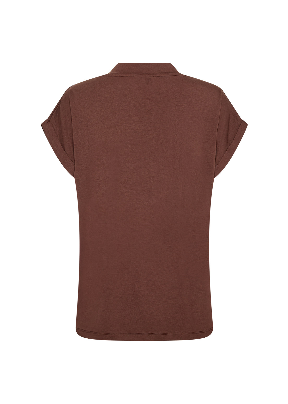 Ladies Silk Tshirt V-Neck Brown