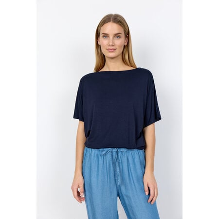 Ladies Basic Knitted Tshirt Navy