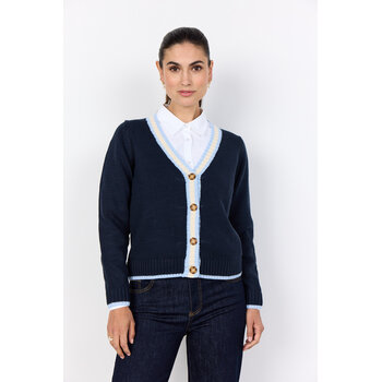 Ladies Knitted Cardigan Button Down Navy