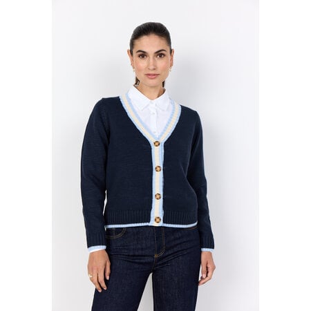 Ladies Knitted Cardigan Button Down Navy