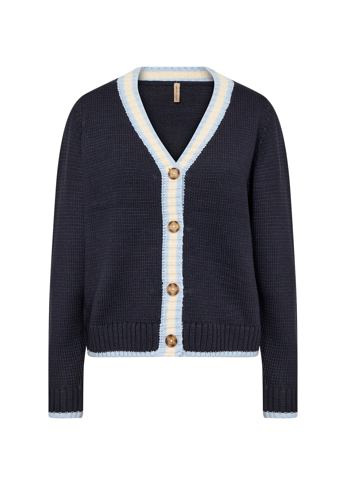 Ladies Knitted Cardigan Button Down Navy
