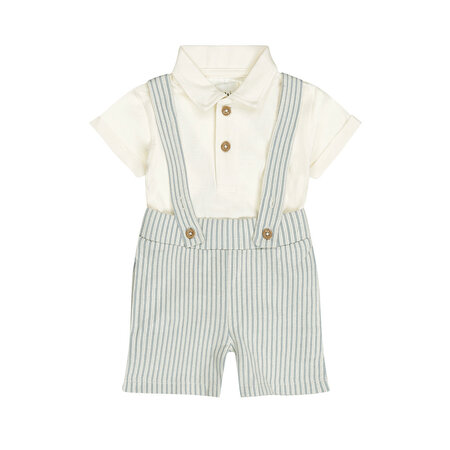 2 Pc Set Offwhite Polo Suspenders Blue