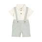 2 Pc Set Offwhite Polo Suspenders Blue