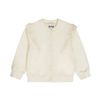 Cardigan Loose Fit Offwhite Ruffle