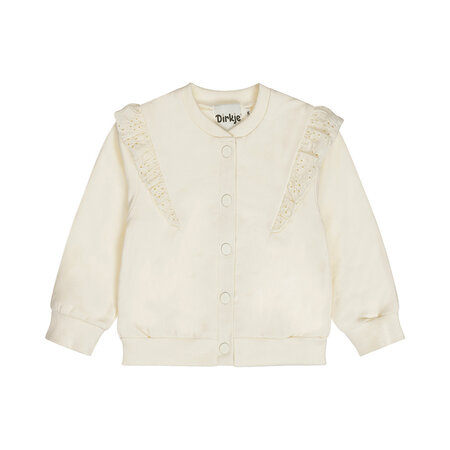 Cardigan Loose Fit Offwhite Ruffle