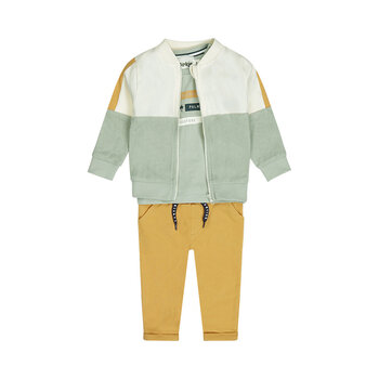 3 Pc Set Soft Sage, Cardigan, Tshirt, Trousers