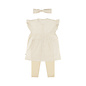 3 pc set, Dress ss, Leggings, Headband Offwhite Dots