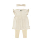 3 pc set, Dress ss, Leggings, Headband Offwhite Dots