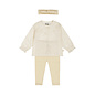 3 pc set, Blouse ls, Leggings, Headband Offwhite Dots