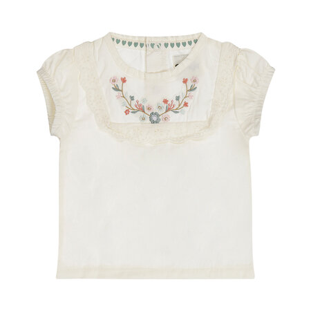 Offwhite Blouse Embroidered Flowers