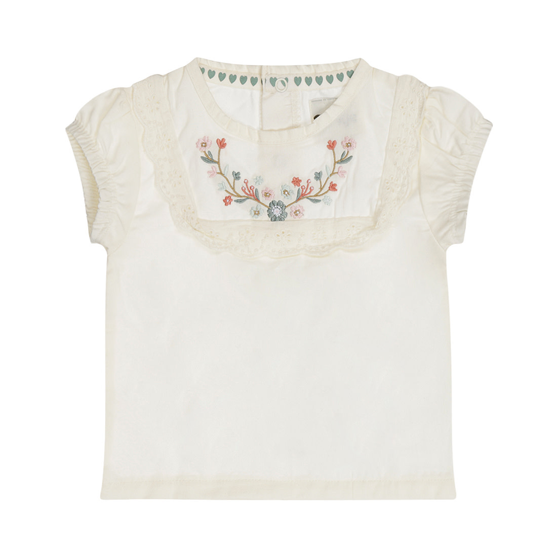 Offwhite Blouse Embroidered Flowers