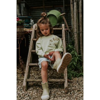 Pistaco Green Sweater Embroidered Flowers