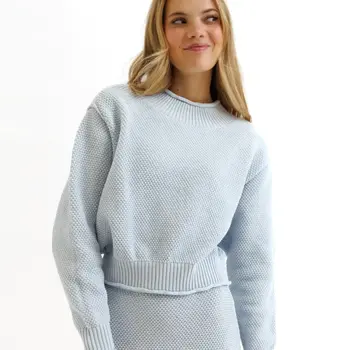 Ribbed Pullover Sweater Baby Blue