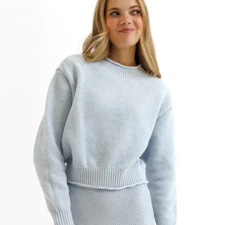 Ribbed Pullover Sweater Baby Blue