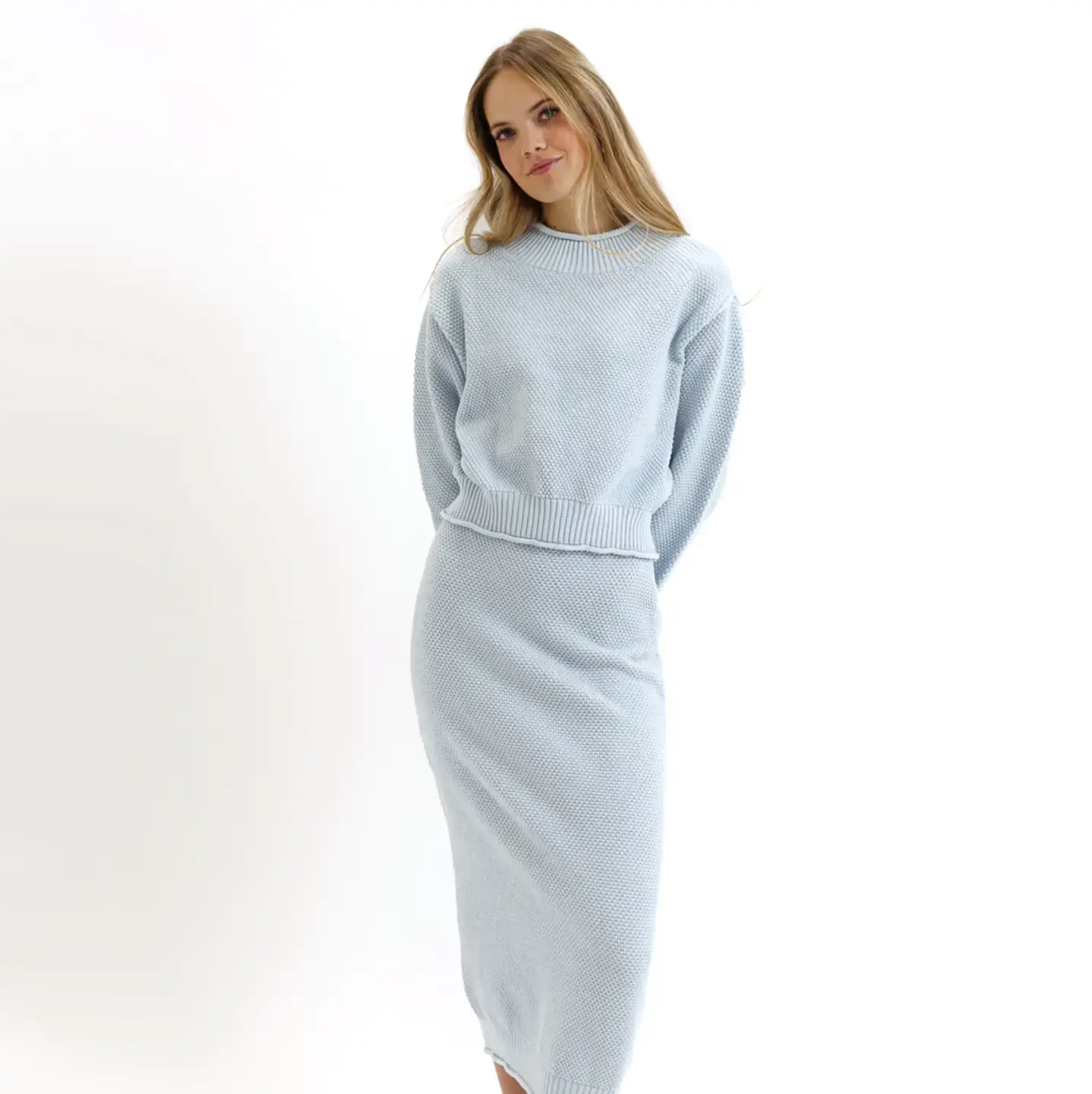 Ribbed Pullover Sweater Baby Blue