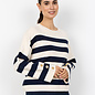 Ladies Knitted Sweater Striped Navy