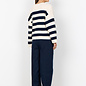 Ladies Knitted Sweater Striped Navy