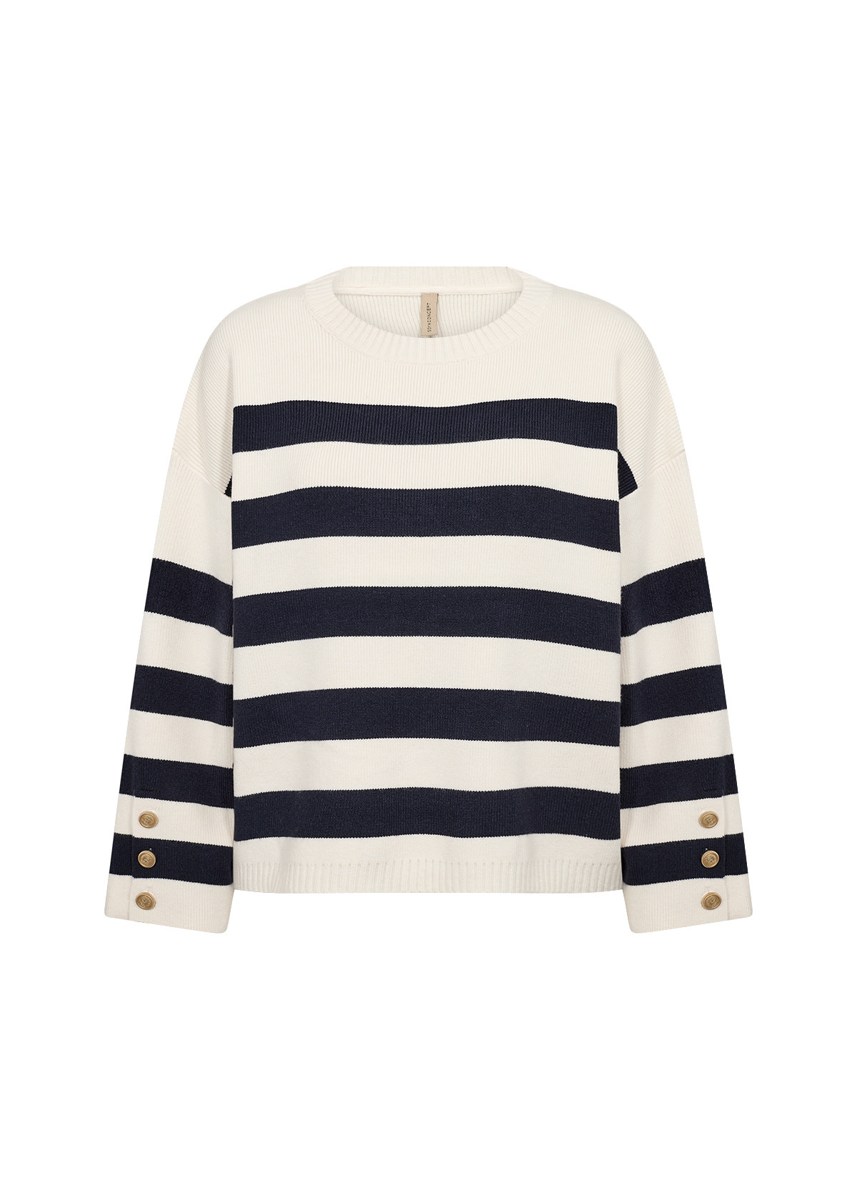 Ladies Knitted Sweater Striped Navy