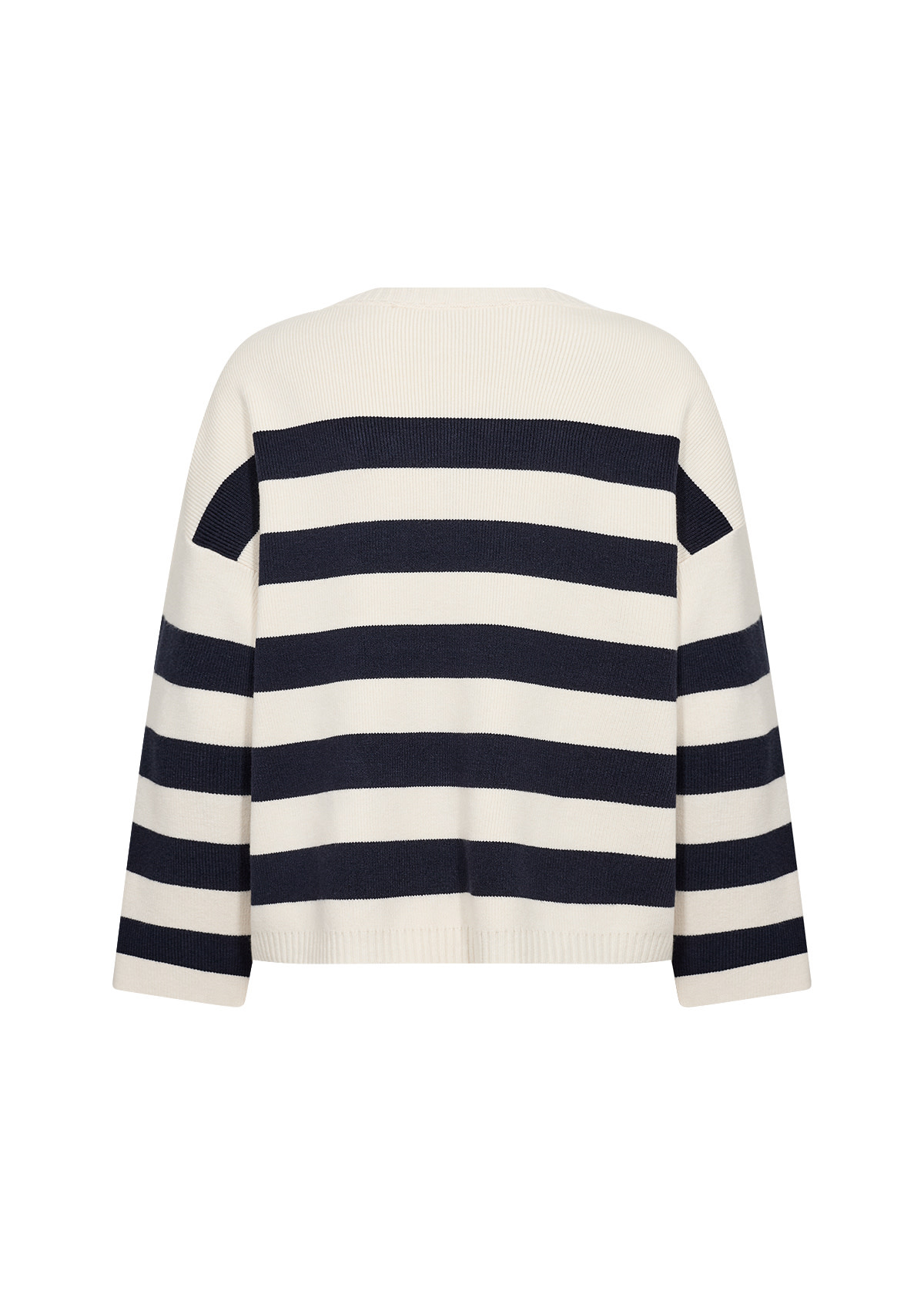 Ladies Knitted Sweater Striped Navy