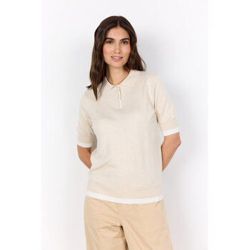 Cream Melange Knitted Sweater Collar