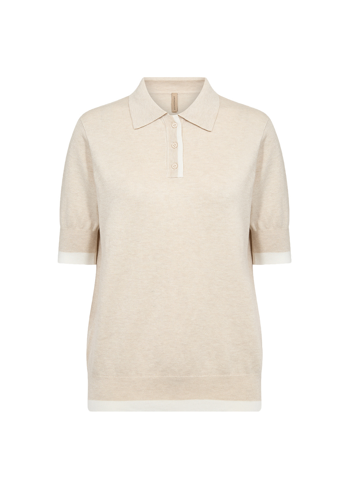 Cream Melange Knitted Sweater Collar