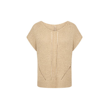 Sand Knitted Cardigan Short Sleeve