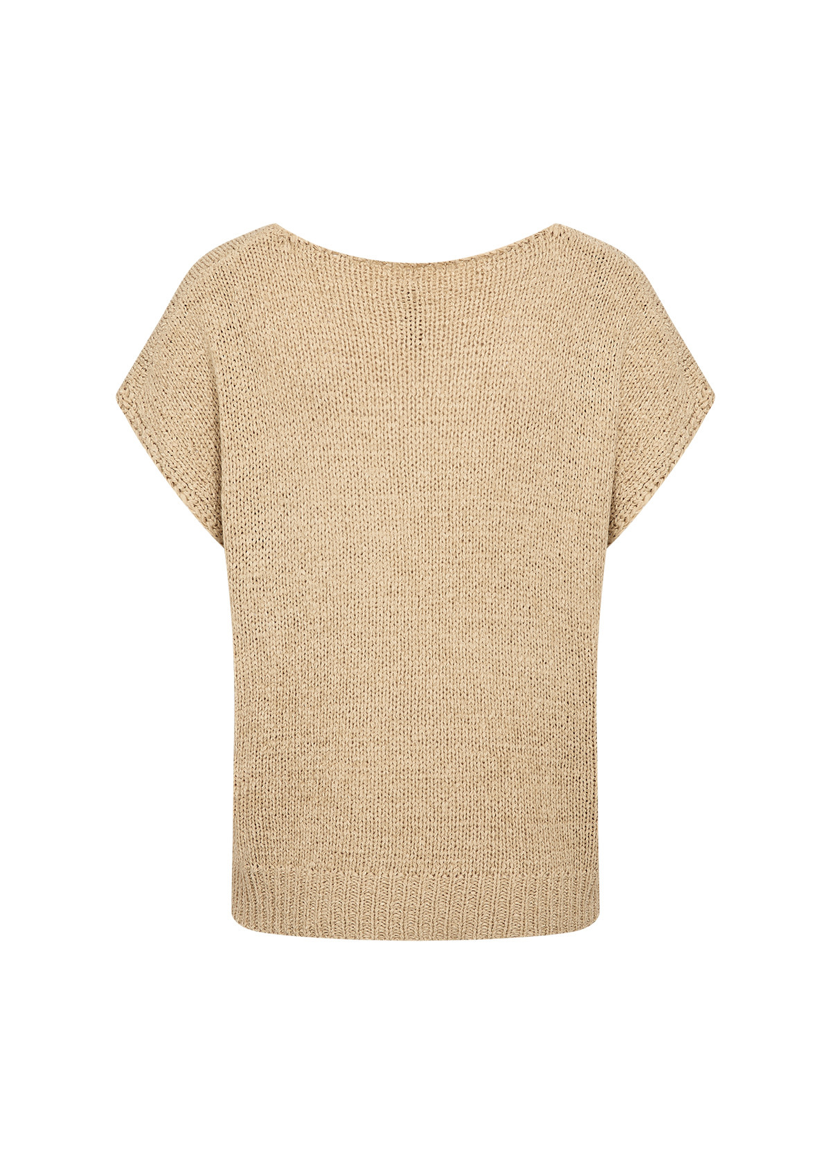Sand Knitted Cardigan Short Sleeve