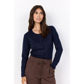 Ladies Knitted Cardigan Navy/Pink